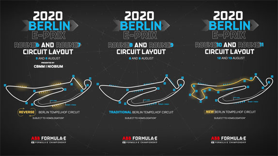 Формула Е: Конфигурации трасс для шести гонок в Берлине