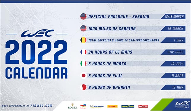 Анонсирован календарь FIA WEC на сезон 2022 года
